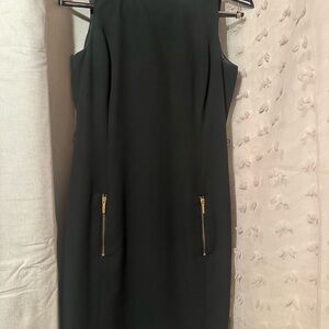 Michael Kors Black Midi Dress with Gold Accents